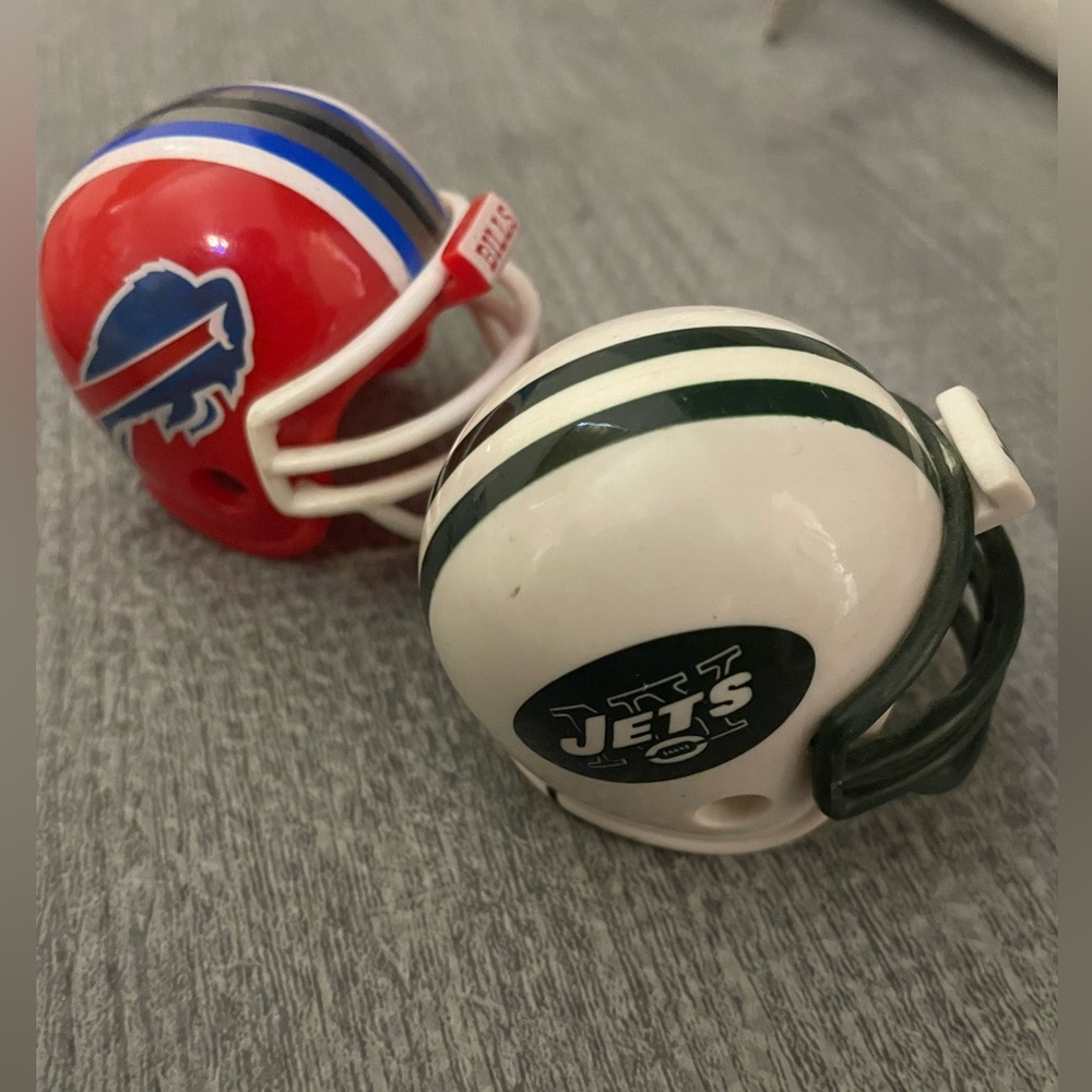 Vintage AFC East Mini mighty NFL helmets. Jets & Bills